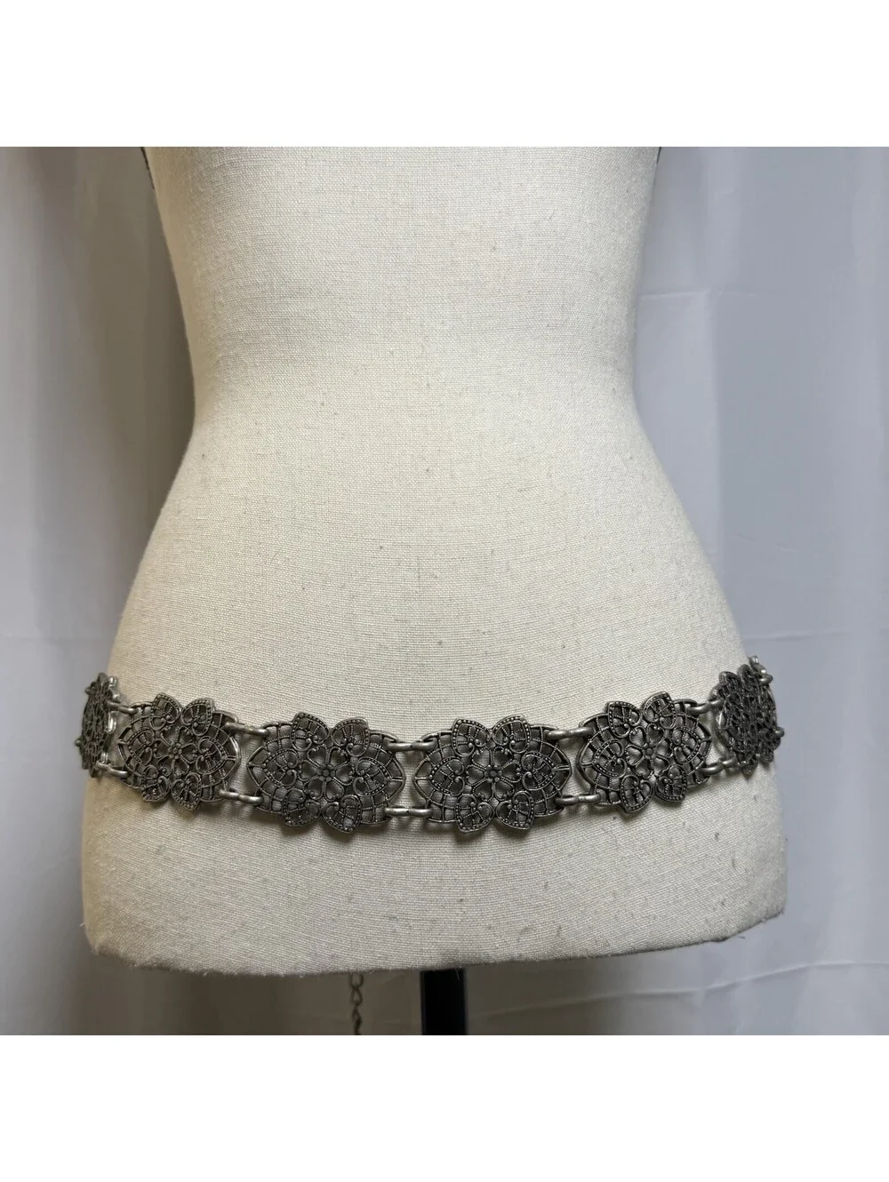 Vintage silver concho belt womens OS festival coastal cowgirl boho southwestern